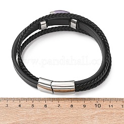 Natural Amethyst & Braided Microfiber Leather Multi-strand Bracelets for Women Men&nbsp;GG-CBAEA55-01C