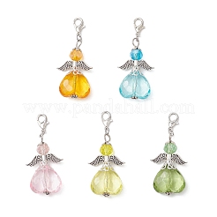 5Pcs Heart Angel Glass & Acrylic Pendant Decorations&nbsp;HJEW-JM03755