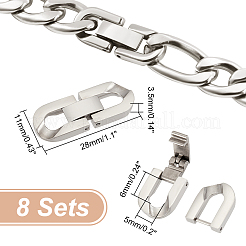 8 Sets 304 Stainless Steel Fold Over Clasps&nbsp;STAS-UN0064-69