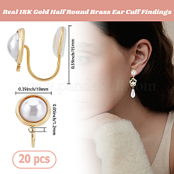 10Pcs Half Round Brass Ear Cuff Findings&nbsp;KK-BBC0022-47