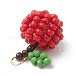 Handmade Glass Seed Beaded Apple Pendants&nbsp;PALLOY-MZ00483