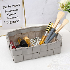 Rectangle with Tartan Pattern Imitation Leather Storage Baskets&nbsp;AJEW-WH20004-66B