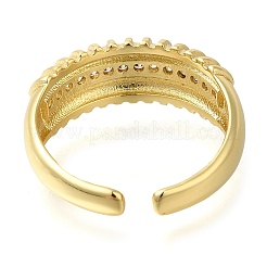 Brass Micro Pave Clear Cubic Zirconia Open Cuff Rings for Women&nbsp;RJEW-M021-03G