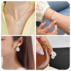 26Pcs 26 Styles Natural Shell Teardrop Charms with Golden Tone Metal Letter Slices&nbsp;SHEL-TAC0004-02