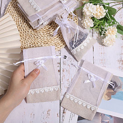 Burlap & Organza Storage Pouches&nbsp;ABAG-WH0040-13