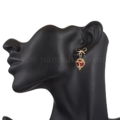 Brass Diamond Dangle Stud Earrings&nbsp;EJEW-MZ00465-04