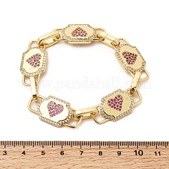 Brass Micro Pave Cubic Zirconia Link Chain Bracelets for Women&nbsp;BJEW-H639-14G