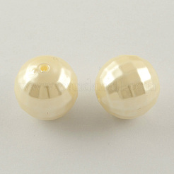 ABS Plastic Imitation Pearl Faceted Round Beads&nbsp;MACR-S251-M