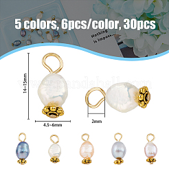 30Pcs 5 Colors Natural Freshwater Shell Rice Charms&nbsp;PALLOY-AB00092