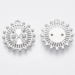 Brass Micro Pave Cubic Zirconia Pendants&nbsp;KK-R130-002-NF