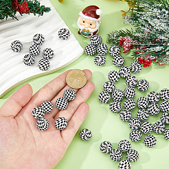 35Pcs Round with Tartan Pattern Good Grade Silicone Focal Beads&nbsp;SIL-HS0001-11