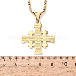 304 Stainless Steel Jerusalem Cross Pendant Box Chain Necklaces&nbsp;LS-NJEW-NH0003-01G