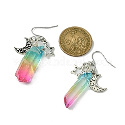 Dyed Natural Quartz Crystal Bullet Dangle Earrings&nbsp;EJEW-JE05521