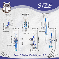 AHADEMAKER 6Pcs 6 Style Alloy Keychain&nbsp;KEYC-GA0001-09