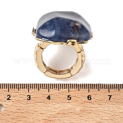 Natural Sodalite & Alloy Finger Rings for Women&nbsp;RJEW-G375-01G-07