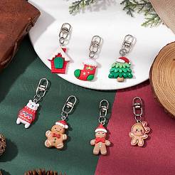 7Pcs 7 Styles Christmas Resin Pendant Decoration&nbsp;HJEW-JM02324