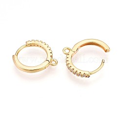 Brass Micro Pave Cubic Zirconia Hoop Earring Finding&nbsp;KK-N261-52G