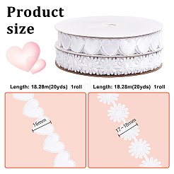 2 Rolls 2 Styles Heart & Flower Polyester Lace Ribbon&nbsp;OCOR-PH0004-66A