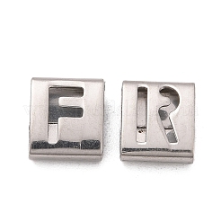 Tarnish Resistant Letter Style 201 Stainless Steel Square Slide Charms&nbsp;STAS-L132-M