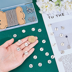 DIY Flat Round with Letter A~Z Charms Necklace Making Kits&nbsp;DIY-UN0007-48