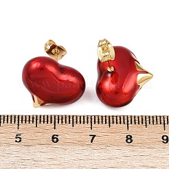 Brass Heart Stud Earrings&nbsp;EJEW-C152-05A-01