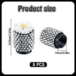 8Pcs Resin Daisy & Alloy Rhinestone Tire Valve Stem Caps&nbsp;HJEW-DR00251