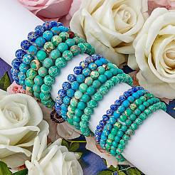 3Pcs 3 Size Synthetic Imperial Jasper Round Beaded Stretch Bracelets Set&nbsp;BJEW-SW00064-31
