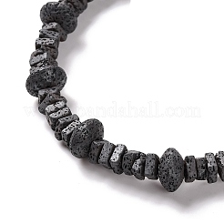Square & Rondelle Natural Lava Rock Beaded Necklaces&nbsp;NJEW-Q341-11