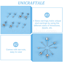 80Pcs 4 Style 304 Stainless Steel Stud Earring Settings&nbsp;STAS-UN0050-39