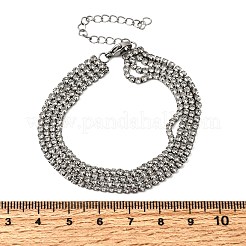 304 Stainless Steel Rhinestone Cup Chain Multi-strand Bracelets for Women&nbsp;BJEW-P376-01P-02