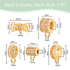 5Pcs 5 Styles Brass Micro Pave Clear Cubic Zirconia Tube Bails&nbsp;KK-PH0012-40