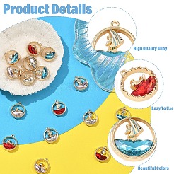 16Pcs 8 Styles Alloy Glass Pendants&nbsp;FIND-YW0012-88