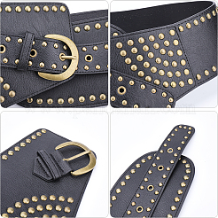 Retro Antique Bronze Alloy Rivets PU Leather Whide Waist Belts for Women&nbsp;AJEW-WH20098-075A