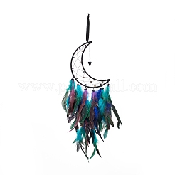Iron Wire Woven Web/Net with Feather Pendant Decorations&nbsp;AJEW-B017-32