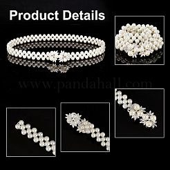 5Pcs 5 Style Acrylic Pearl Braided Stretch Chain Belt with Alloy Clasp&nbsp;AJEW-GA0004-49