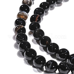Natural Black Agate Beads Strands&nbsp;G-G391-8mm-01