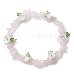 Natural Rose Quartz Chip Beaded Stretch Bracelets for Women&nbsp;BJEW-JB12311-02