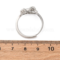 Brass Micro Pave Cubic Zirconia Adjustable Finger Rings for Women&nbsp;RJEW-M099-02P