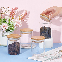 Glass Storage Jar with Suction Bamboo Lid&nbsp;CON-WH0089-45