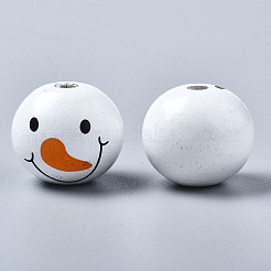Painted Natural Wood European Beads&nbsp;WOOD-S057-031-A01