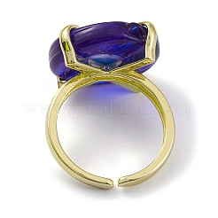 Lampwork Evil Eye Open Cuff Ring&nbsp;RJEW-M147-01LG-08