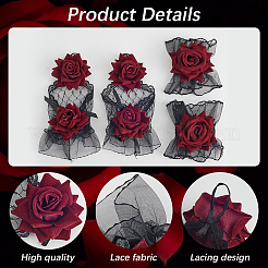 2 Pairs 2 Styles Rose Velvet Lace Gloves&nbsp;AJEW-GF0010-63