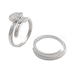 Brass Micro Pave Cubic Zirconia Boy Open Cuff Rings Set for Women&nbsp;RJEW-U002-12P