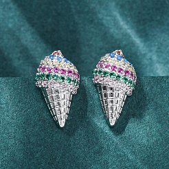Brass Micro Pave Cubic Zirconia Stud Earrings&nbsp;EJEW-Q015-16P