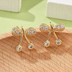 Brass Micro Pave Clear Cubic Zirconia Stud Earrings for Women&nbsp;EJEW-G428-26G-01