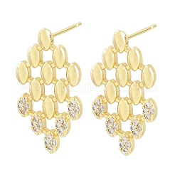 Brass Micro Pave Cubic Zirconia Stud Earrings&nbsp;PR-CBACDF6-03G