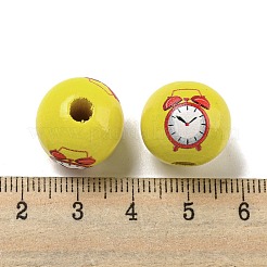 Printed Wood European Beads&nbsp;WOOD-L020-D09