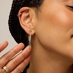 Stick Shaped Brass Chain Tassel Stud Dangle Earrings&nbsp;FS-WGFCB39-01