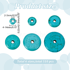 510Pcs 6 Sizes Synthetic Turquoise Beads Strands&nbsp;G-AR0006-12A
