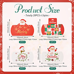 20Pcs 4 Styles Christmas Theme Paper Pillow Gift Boxes&nbsp;CON-TA0001-25